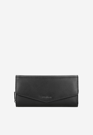Duży skórzany portfel damski w kolorze czarnym