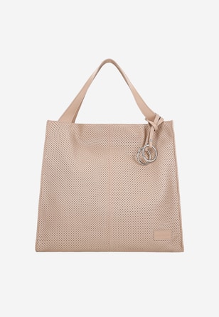 Jasnoróżowa torebka damska typu shopper bag