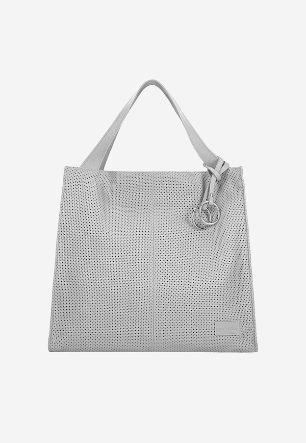 Popolavá kabelka shopper s perforovanou kožou