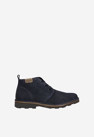 Trzewiki męskie z granatowej dwoiny welurowej