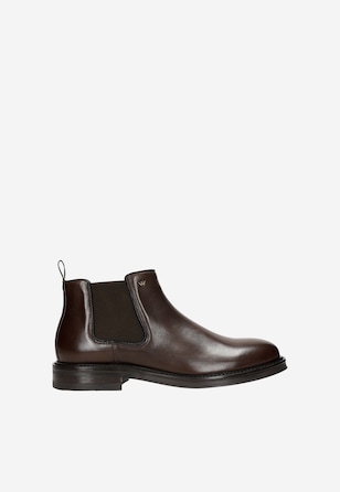 Hnědé pánské kotníkové boty z kvalitní hladké kůže