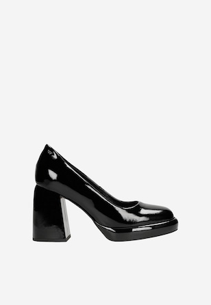 Čierne dámske lodičky na netradičnom podpätku