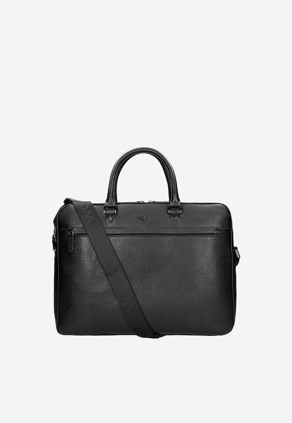 Men's black bag for hand and shoulder