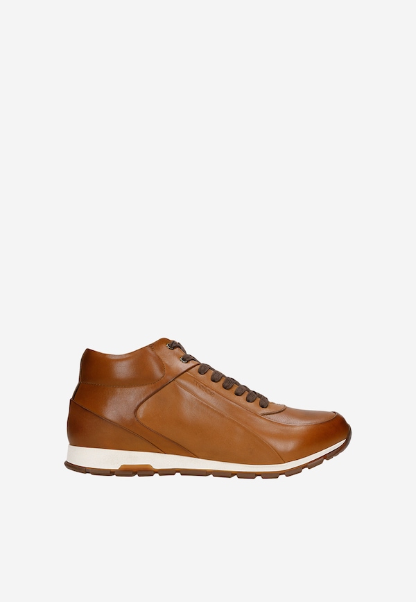Ghete maro-deschis tip sneakers din piele pentru bărbați