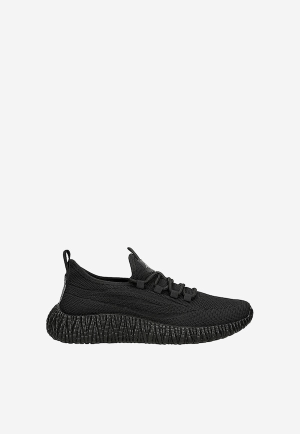 Sneakers negri din material RELAKS pe tală canelată
