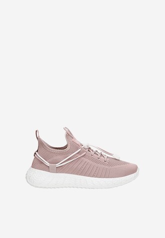 Różowe materiałowe sneakersy RELAKS na lekkiej białej podeszwie