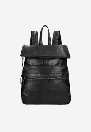 Rucsac mare din piele netedă de culoare neagră