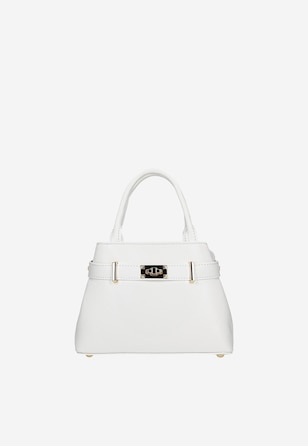 Biała skórzana torebka typu kuferek
