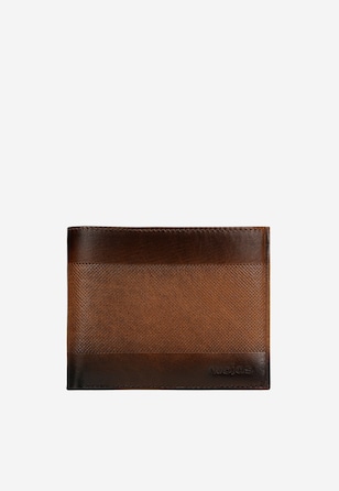 Brązowy cieniowany portfel męski z dziurkowaną teksturą