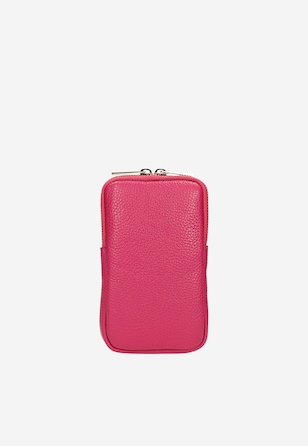 Różowa skórzana torebka na telefon