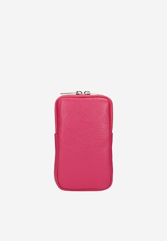 Różowa skórzana torebka na telefon
