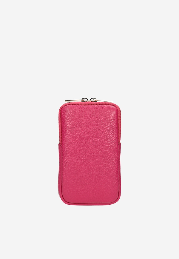 Růžová kožená kabelka na telefon