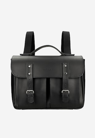 Czarna skórzana torba-plecak 2w1