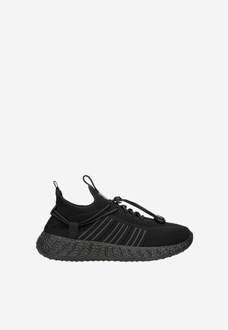 RELAKS czarne sneakersy siateczkowe na czarnej podeszwie