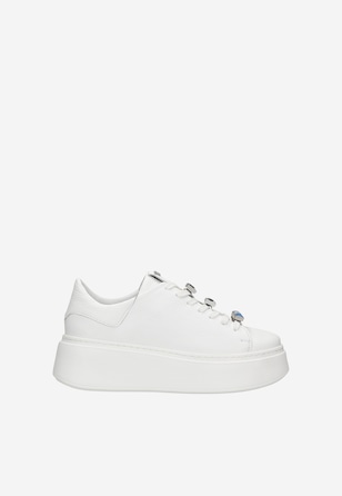 Białe trampki z ozdobnymi kryształkami