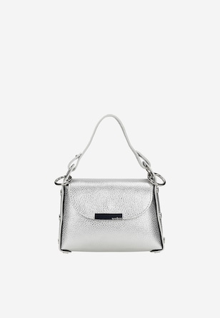 Srebrna wizytowa torebka damska z łańcuszkiem