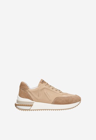 Beżowe sneakersy damskie z łączonych skór