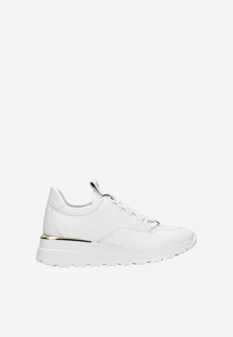 Białe sneakersy damskie ze złotymi elementami
