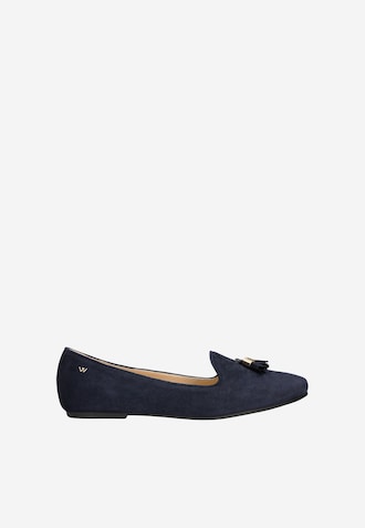 Granatowe loafersy z ozdobnymi chwostami