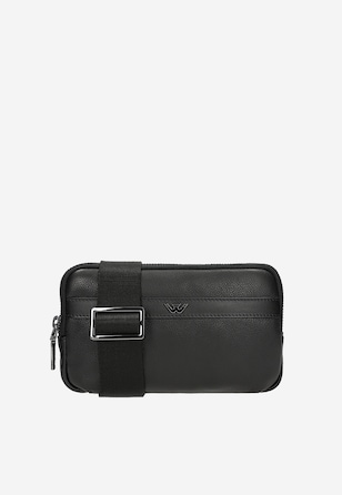 Geantă mică neagră pentru bărbați din piele netedă