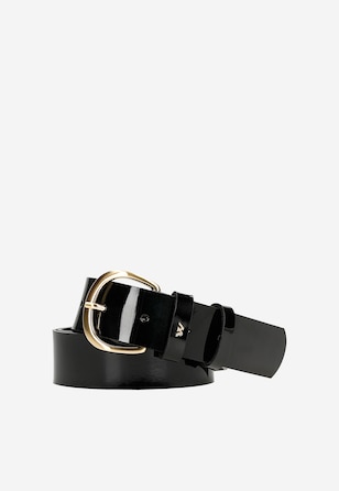 Curea  neagră din piele lăcuită