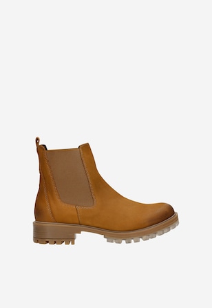 Hnědé dámské zateplené chelsea boty z nubukové kůže