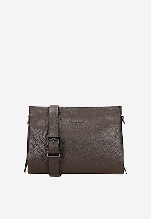 Geantă de umăr din piele maro-închis damă