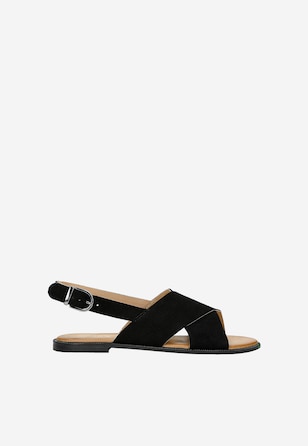 Sandale negre cu talpa plată damă