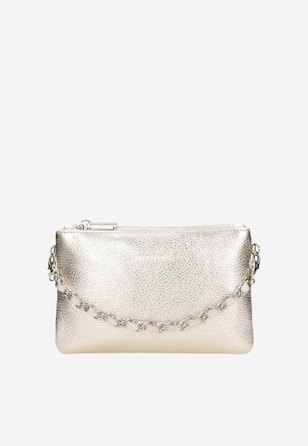 Geantă mică aurie cu lănțișor decorativ damă