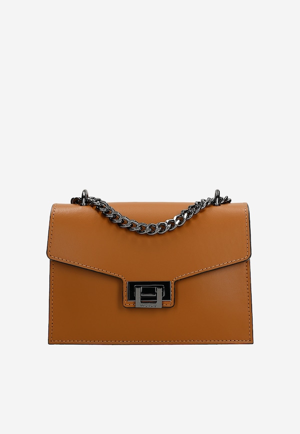 Light brown leather formal handbag for women