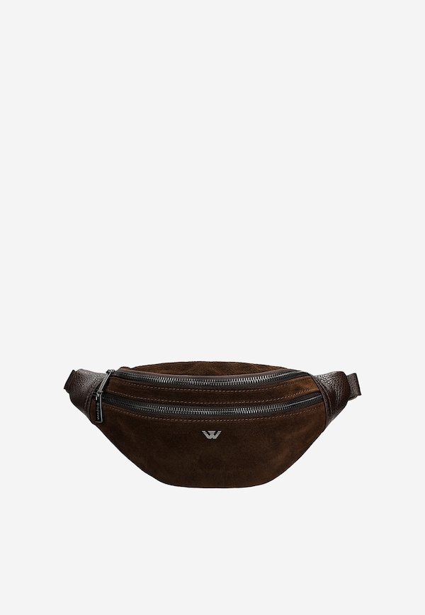 Dark brown smooth leather belt bag for women