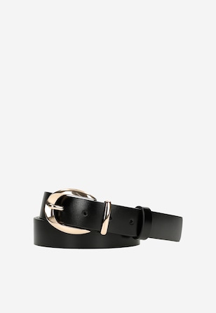 Curea neagră cu cataramă aurie