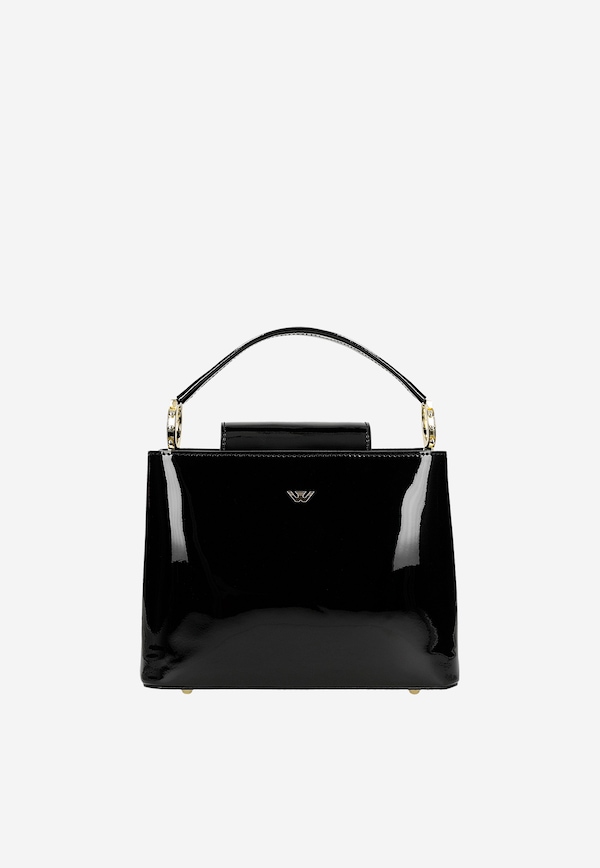 Poșetă elegantă neagră lăcuită