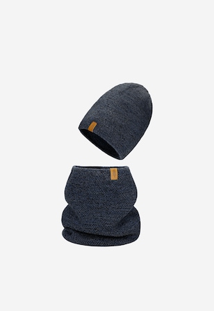 Pánská tmavomodrá sada RELAKS - čepice + nákrčník