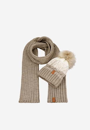 Dwukolorowy zestaw RELAKS czapka + szalik