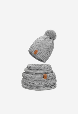 Ash set hat + snood with wool blend