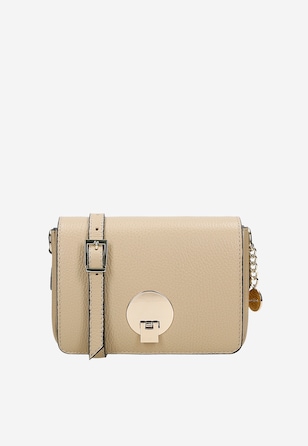 Malá béžová kožená crossbody kabelka