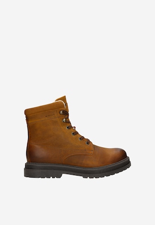 Men's brown biker boots with insulation