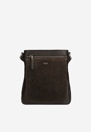 Geantă de damă maro tip crossbody din piele combinată