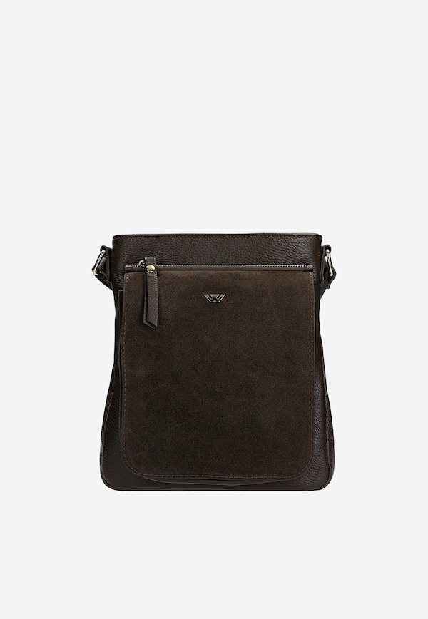 Geantă de damă maro tip crossbody din piele combinată