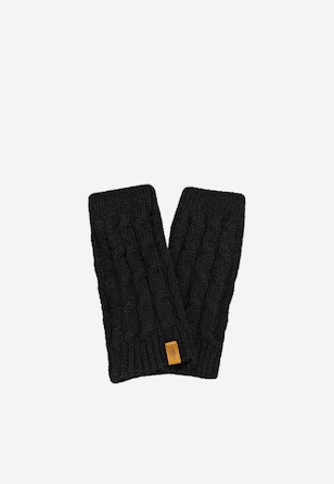 RELAKS czarne rękawiczki bez palców z wełny merino