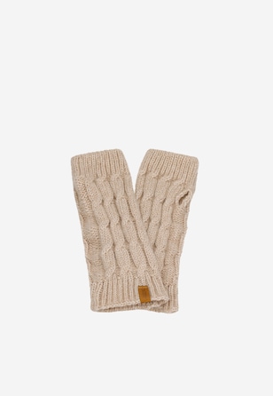 RELAKS beige fingerless mittens made of merino wool