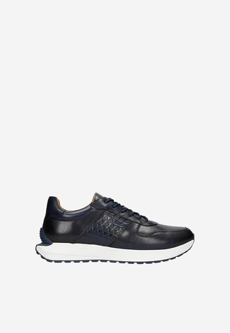 Granatowe sneakersy męskie na białej podeszwie
