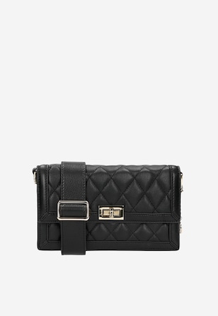 Geantă matlasată neagră din piele