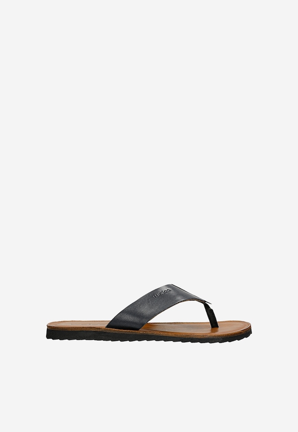 Men's navy blue flip-flops made of smooth leather