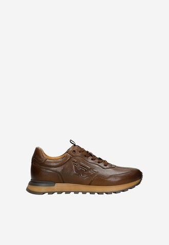 Brązowe sneakersy męskie ze skóry licowej