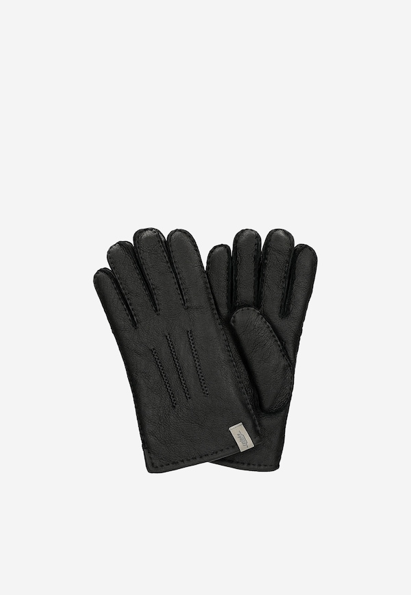 Men's warm leather gloves with fleece