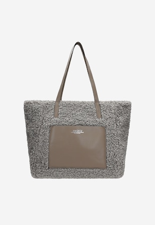 Popielata futerkowa torebka damska RELAKS