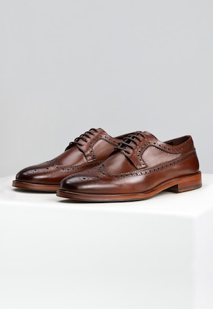 Brązowe wizytowe półbuty PREMIUM z brogowaniem