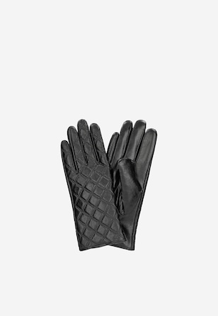 Mănuşi din piele negre matlasate